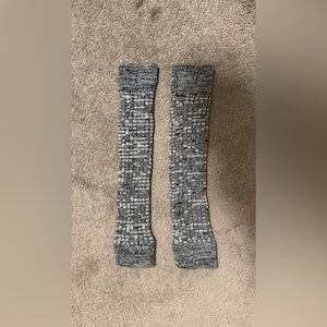 Grey and black speckled leg warmers